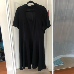 Cutout black flare mini dress